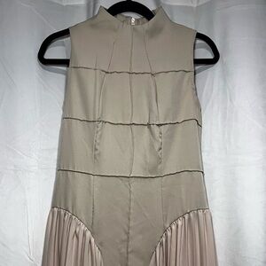 Two-Toned Beige Sleeveless Textured Maxi Dress